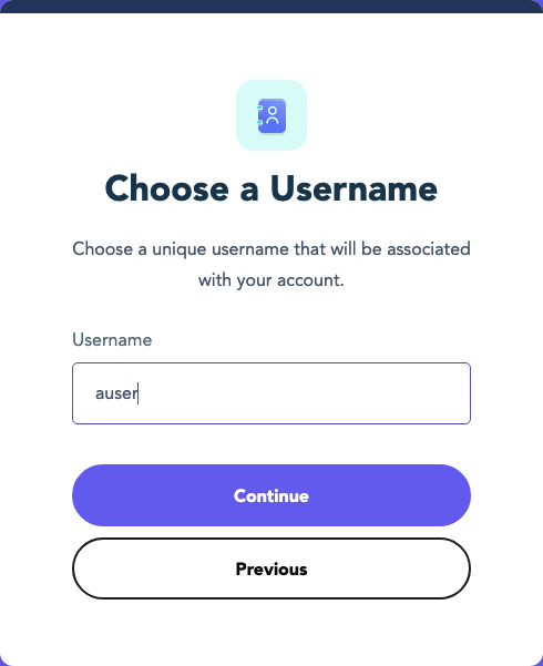 Upbound create a username form