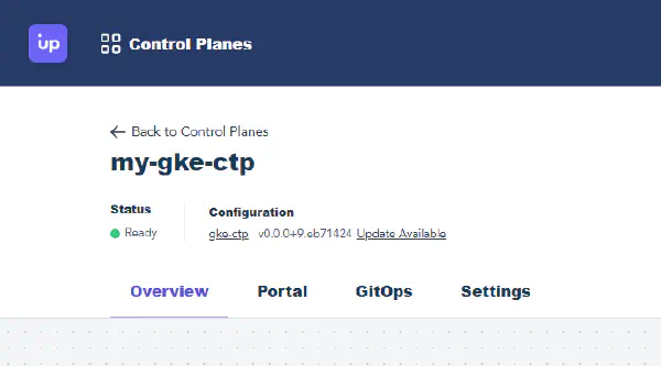 showing a new configuration is available for a control plane